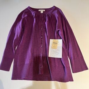 Coldwater Creek Rich Purple Button-Up Cardigan